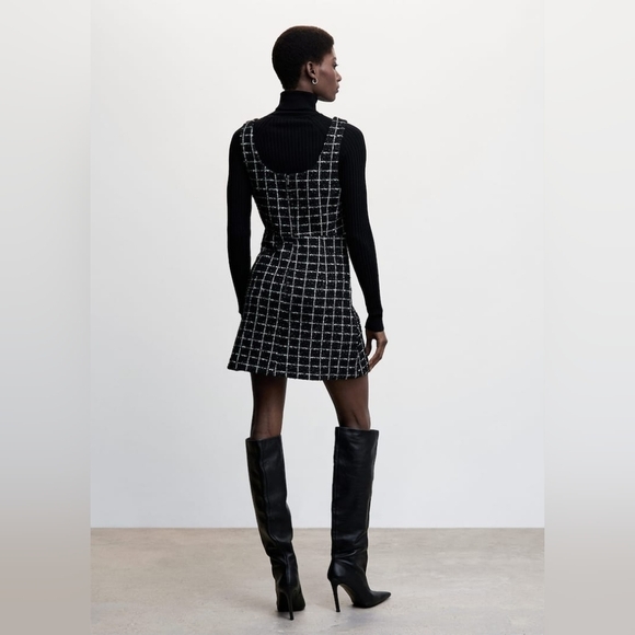 Mango Black and White Sheath Mini Dress for Work - Picture 3 of 12